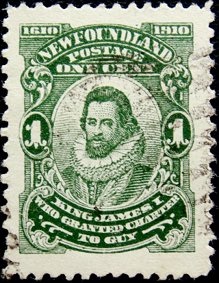 Ньюфаундленд 1910 год . King James I . 1 с . Каталог 3,60 €.